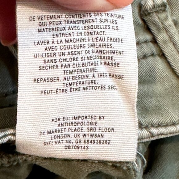 Anthropologie Pants Cargo Utility Olive Green Khaki Stretch Slim Sz 29 #OB709143 - Picture 3 of 14